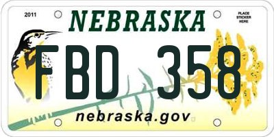 NE license plate FBD358