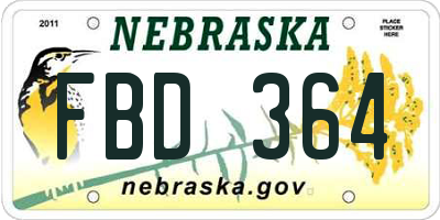 NE license plate FBD364