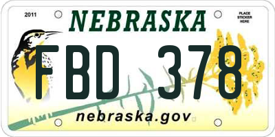NE license plate FBD378