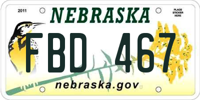 NE license plate FBD467