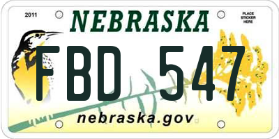 NE license plate FBD547