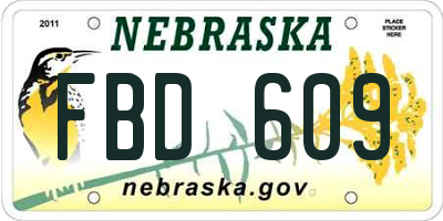 NE license plate FBD609