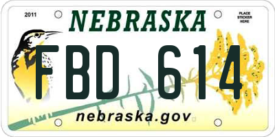 NE license plate FBD614