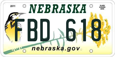 NE license plate FBD618