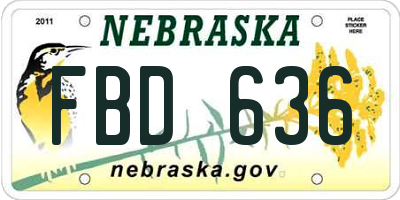 NE license plate FBD636