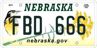 NE license plate FBD666