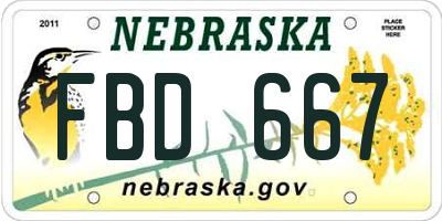 NE license plate FBD667