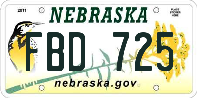 NE license plate FBD725