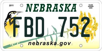 NE license plate FBD752