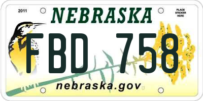 NE license plate FBD758