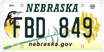 NE license plate FBD849