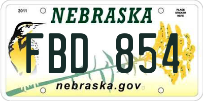 NE license plate FBD854