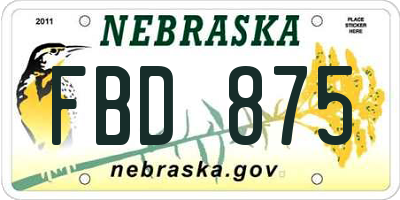 NE license plate FBD875