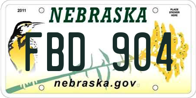 NE license plate FBD904