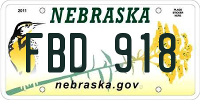 NE license plate FBD918
