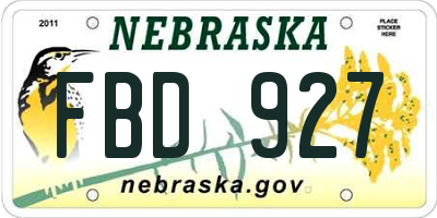 NE license plate FBD927