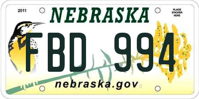 NE license plate FBD994