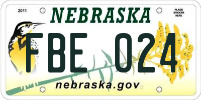 NE license plate FBE024