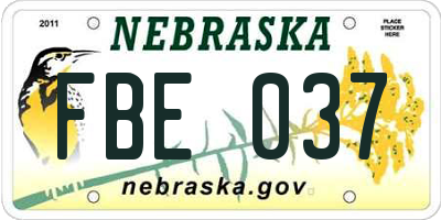 NE license plate FBE037