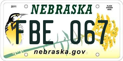 NE license plate FBE067