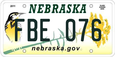 NE license plate FBE076