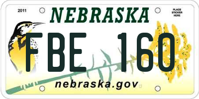 NE license plate FBE160