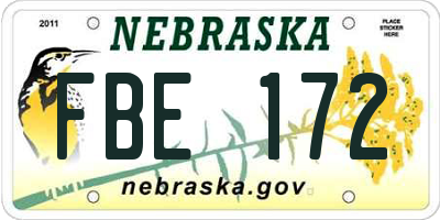 NE license plate FBE172