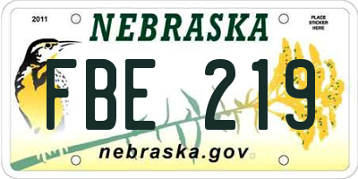 NE license plate FBE219