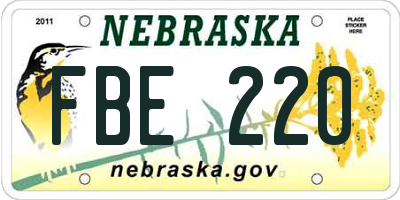 NE license plate FBE220