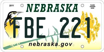 NE license plate FBE221