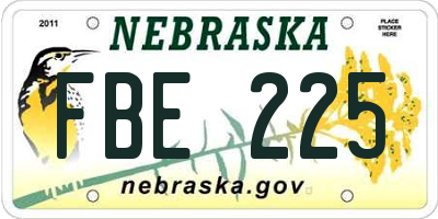 NE license plate FBE225