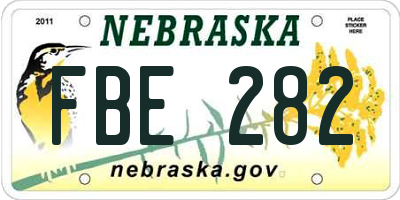 NE license plate FBE282