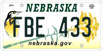 NE license plate FBE433