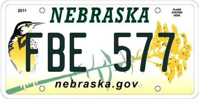 NE license plate FBE577