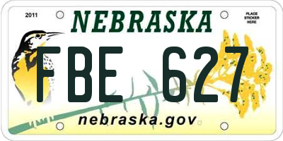 NE license plate FBE627