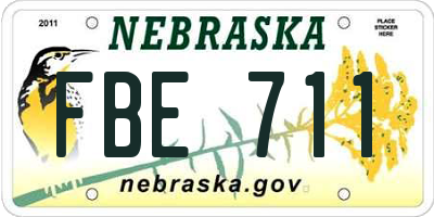 NE license plate FBE711