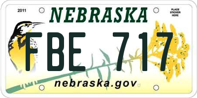 NE license plate FBE717