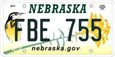 NE license plate FBE755