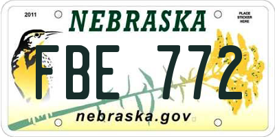 NE license plate FBE772