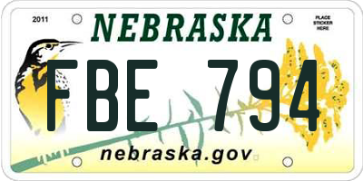 NE license plate FBE794