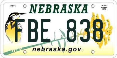 NE license plate FBE838