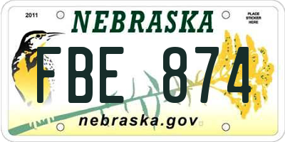 NE license plate FBE874