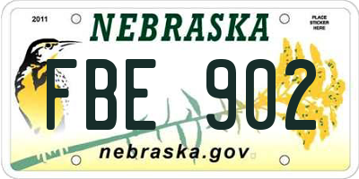 NE license plate FBE902