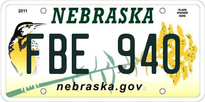 NE license plate FBE940