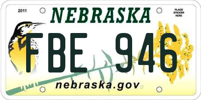 NE license plate FBE946