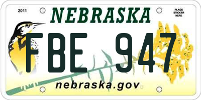 NE license plate FBE947