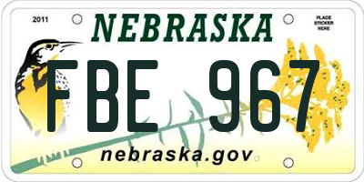 NE license plate FBE967