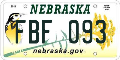 NE license plate FBF093