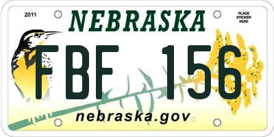 NE license plate FBF156