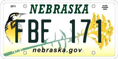 NE license plate FBF171